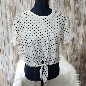 Elodie polka dot tie front shirt